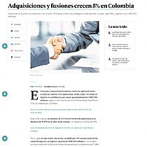 Adquisiciones y fusiones crecen 5% en Colombia